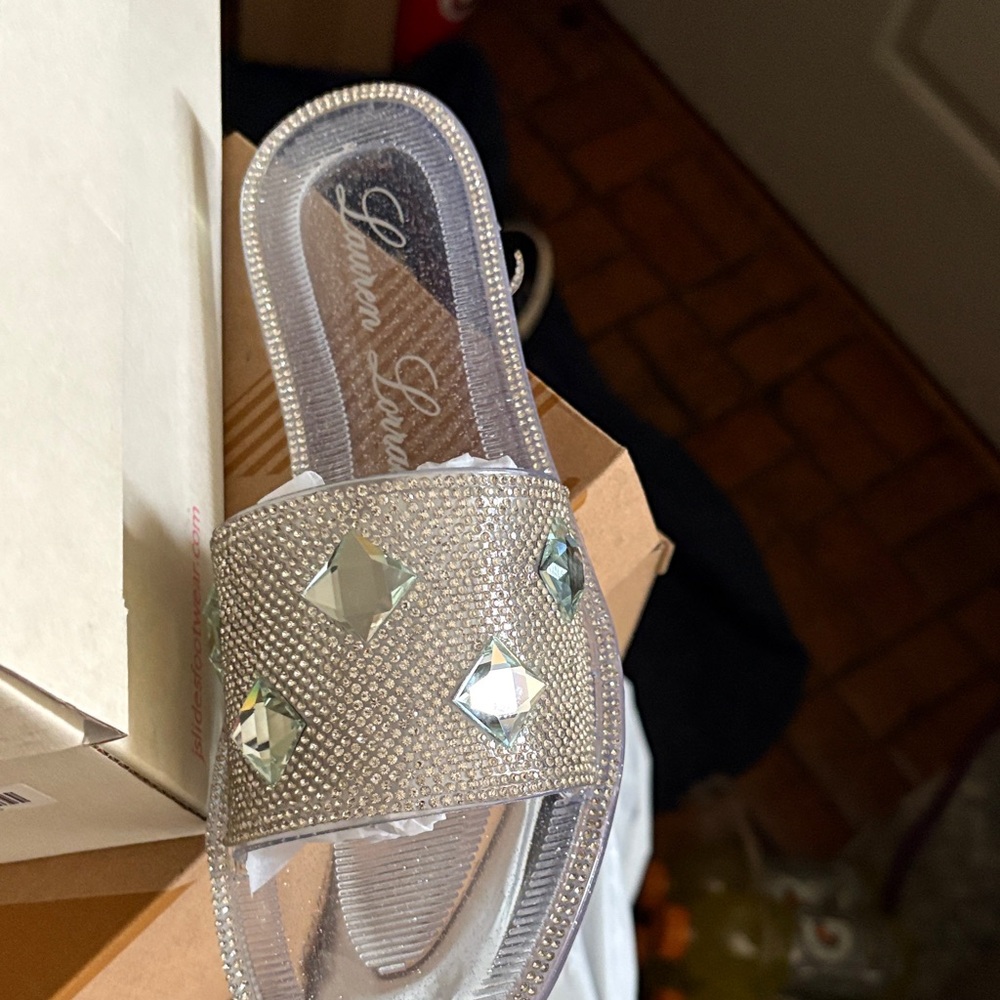 Lauren Lorraine Crystal-Studded Silver Sandals